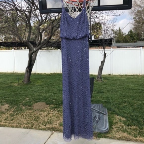 NEW Adrianna Papell Embellished Blouson Gown in Dark Heather [Size 4 ]‎ - Picture 3 of 11